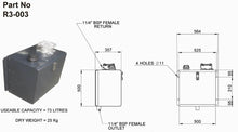 Load image into Gallery viewer, R3 TRUCK MOUNTED HYDRAULIC OIL TANK 73 LITRE